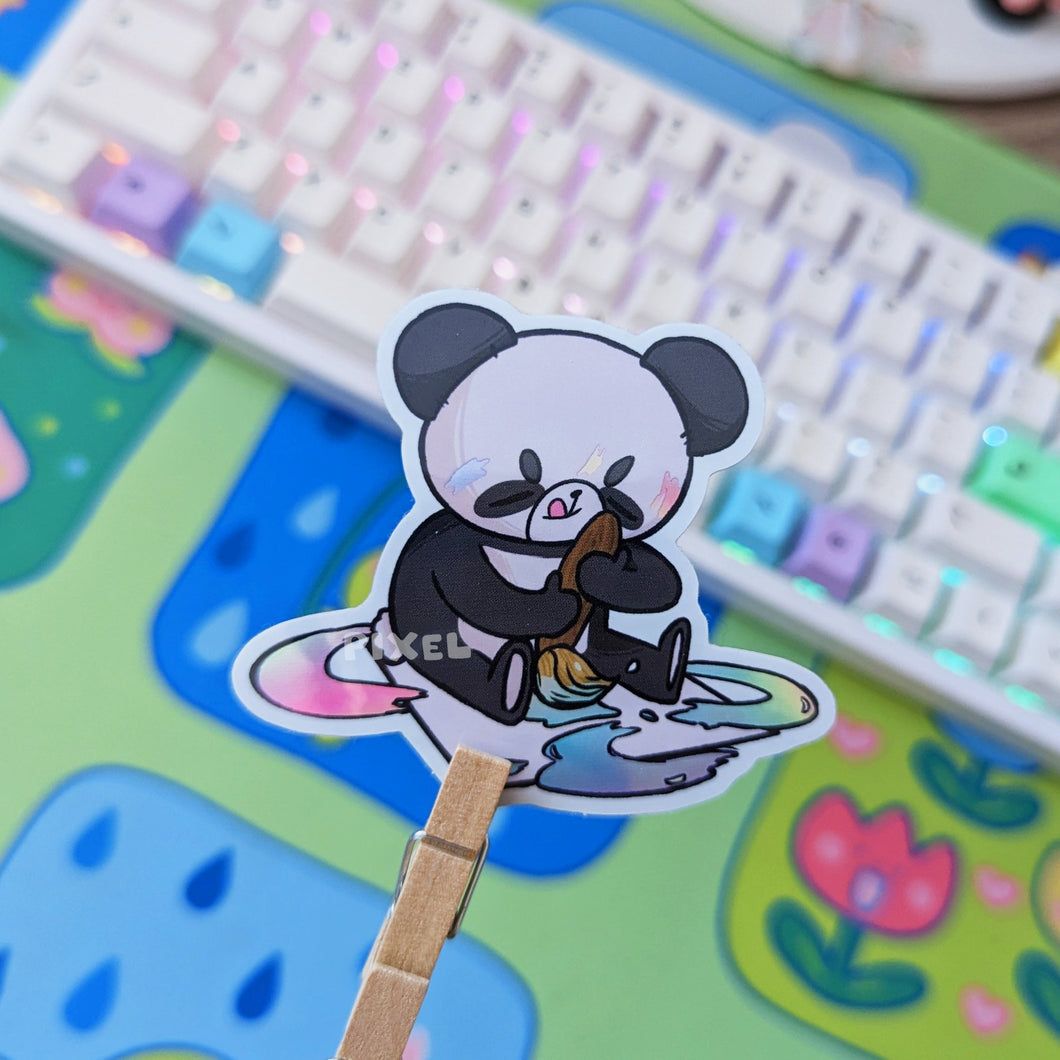 Adventure of BB The Panda! Holographic Art! Vinyl Sticker