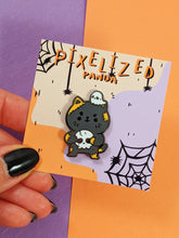 Load image into Gallery viewer, Stitched Halloween Cat - Enamel Pin
